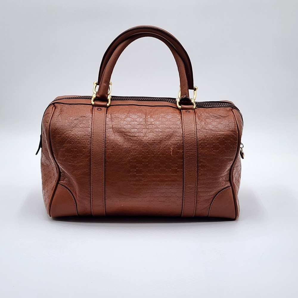 Authentic Vintage Celine Macadam Leather Boston Duffle Bag Brown Monogram COA